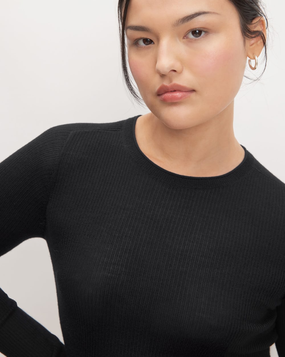 The Long-Sleeve Sweater Tee in Ultrasoft Merino | Black - Image 4