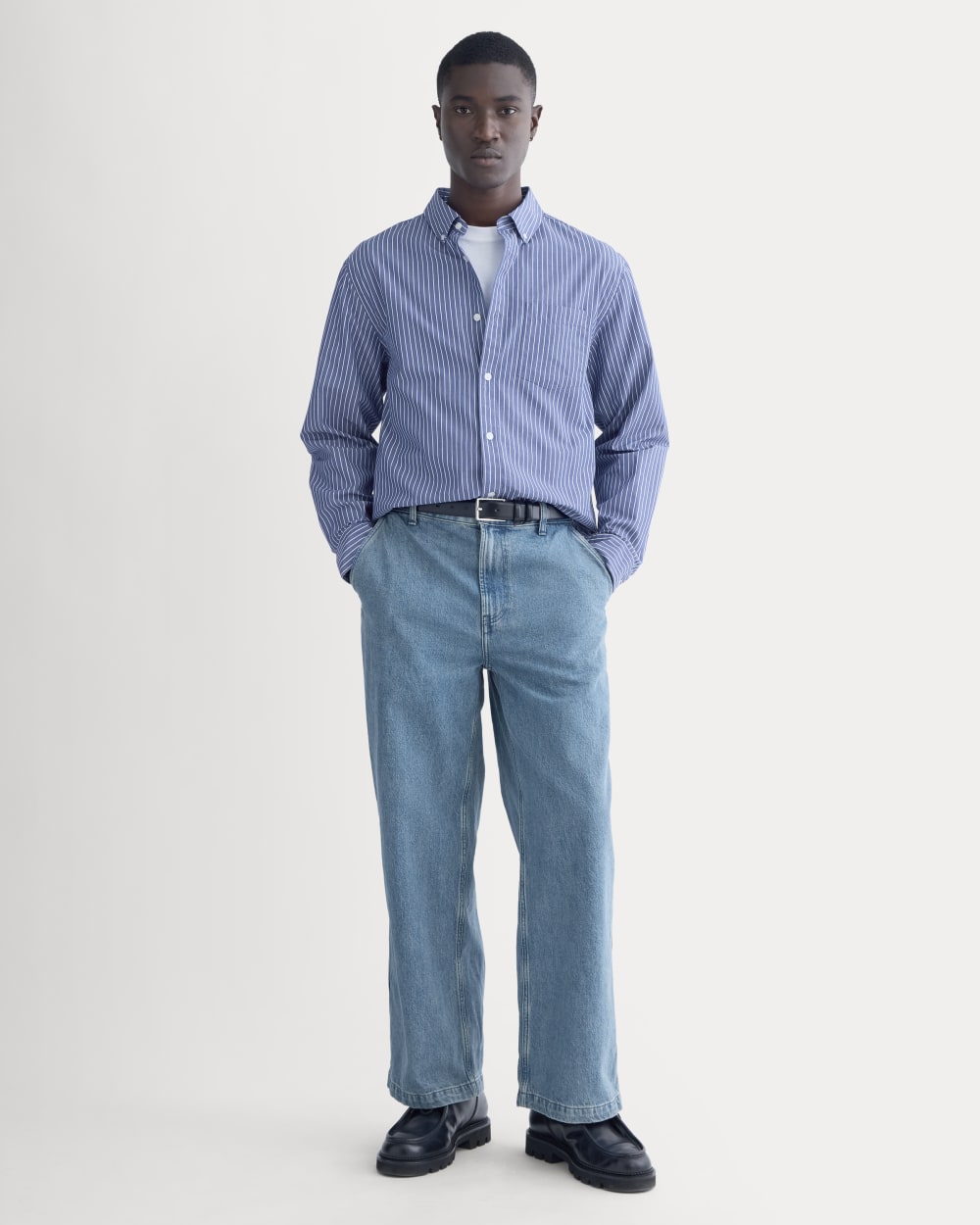 Washed Poplin Shirt | Mazarine Blue / Optic White - Image 3