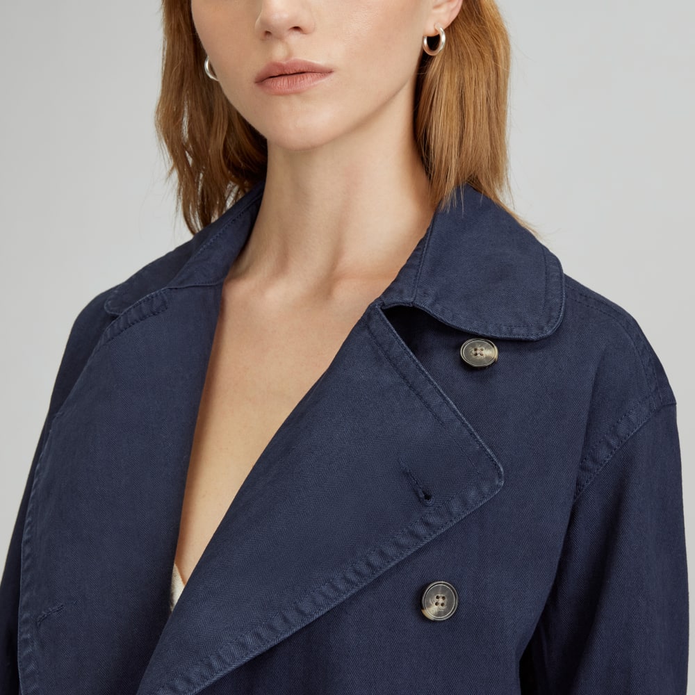 The Organic Cotton Herringbone Jacket | Navy - Image 4