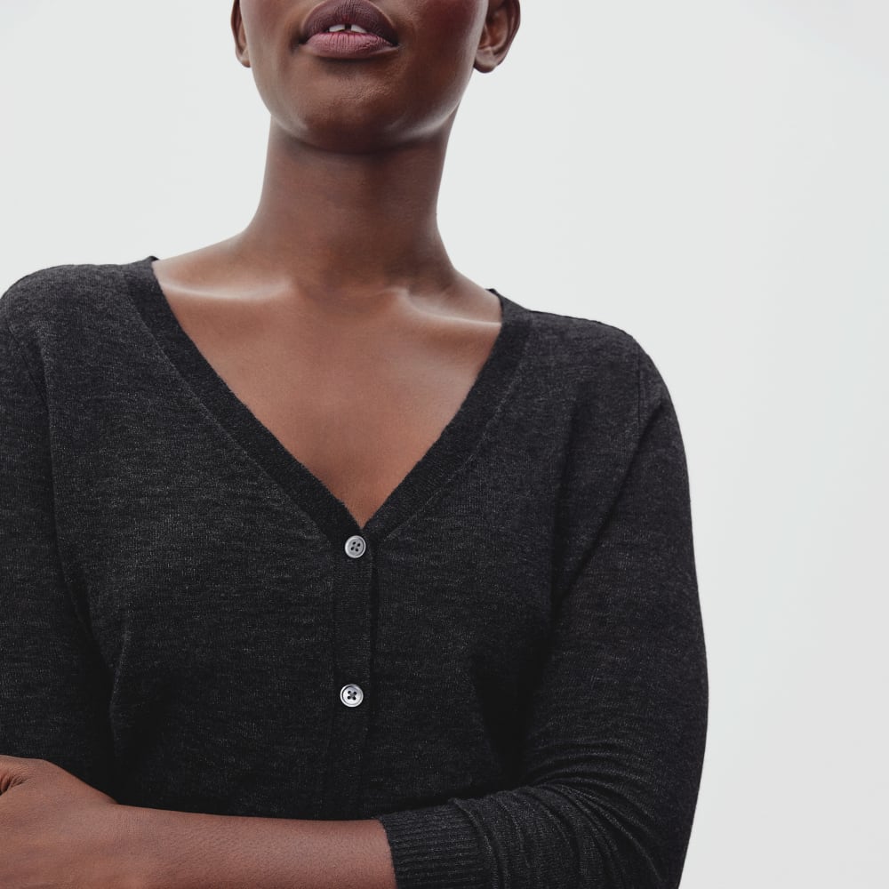 The Featherweight Alpaca Cardigan | Heathered Black - Image 3