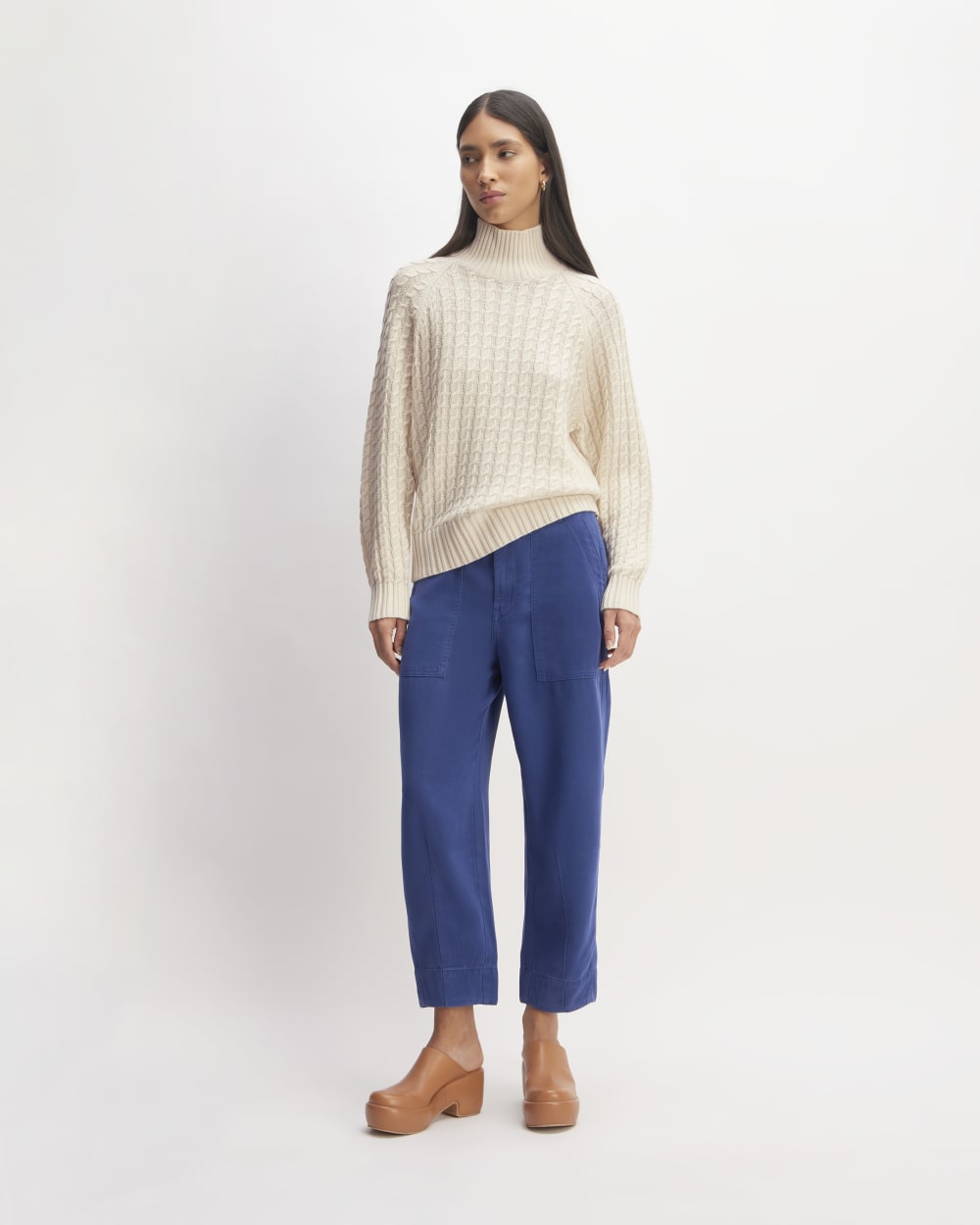 The Cotton Merino Cable Turtleneck | Canvas - Image 3