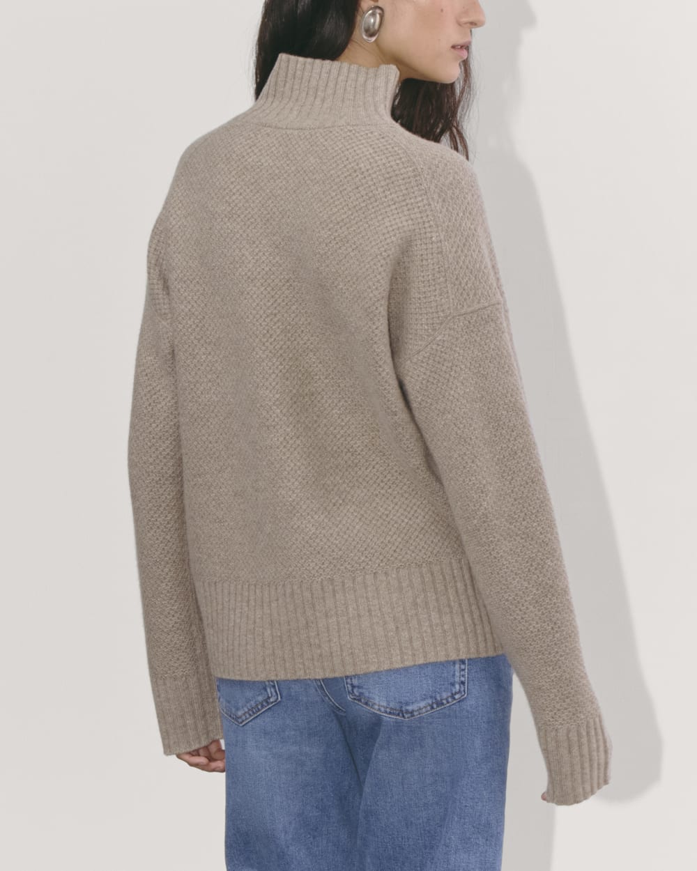 The Honeycomb Funnel Neck in Wool Cashmere | Oatmeal - Image 6