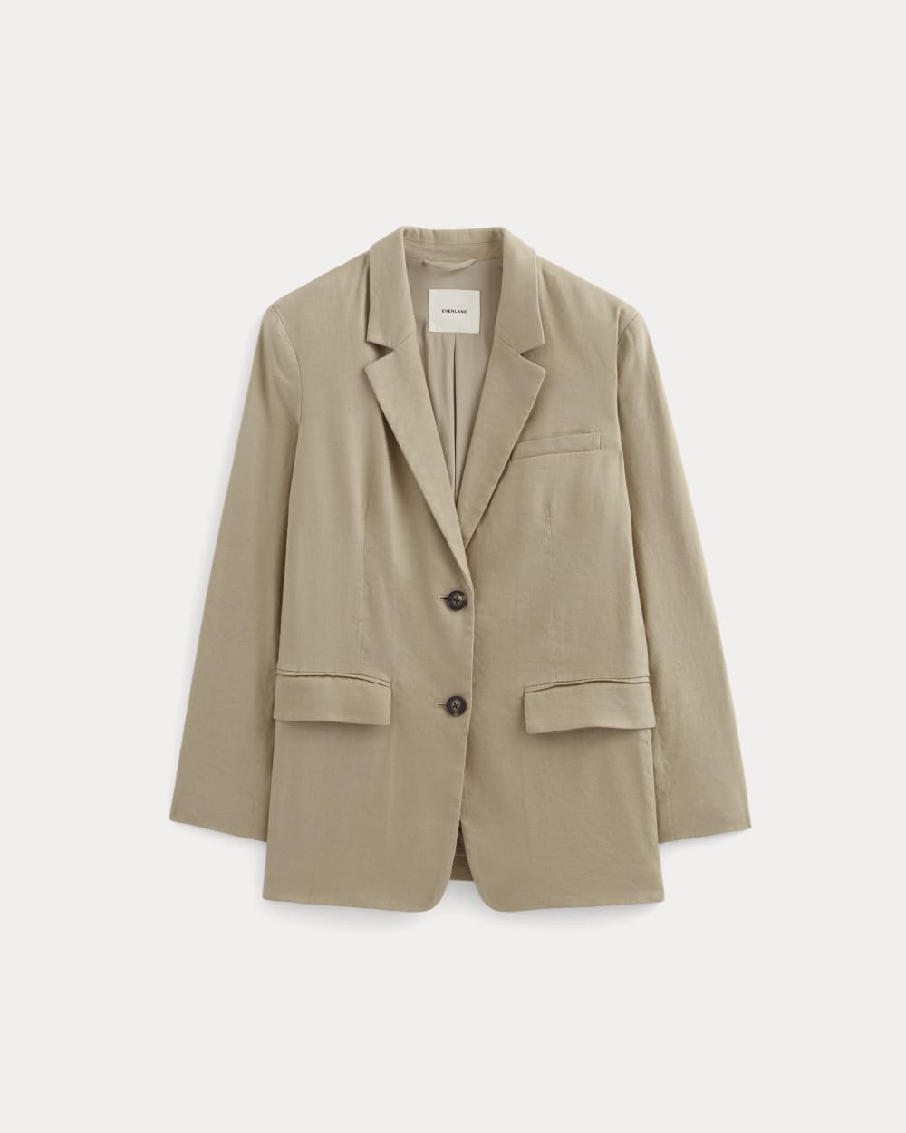 The Oversized Blazer in Stretch Linen | Trench Coat Khaki - Image 2