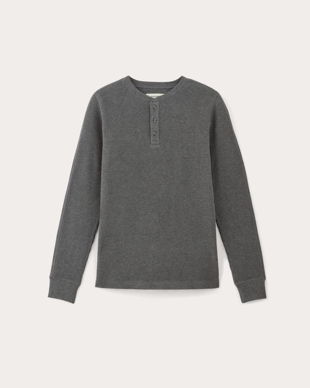 The Waffle Long-Sleeve Henley | Heathered Charcoal - Image 2