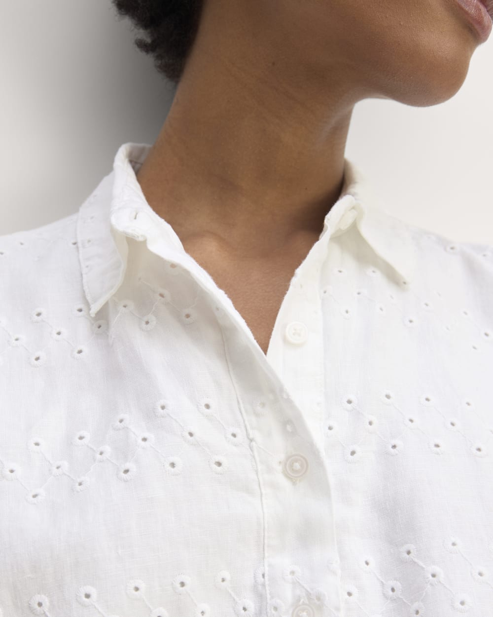 The Linen Eyelet Shirtdress | White Eyelet - Image 3