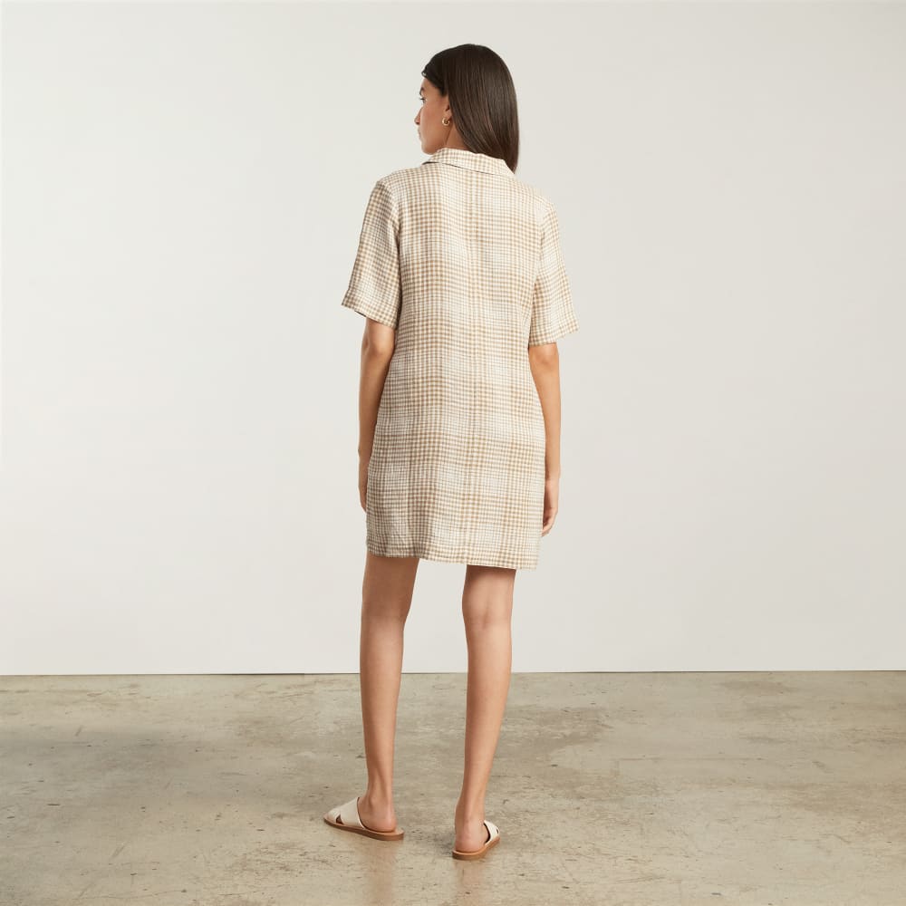 The Linen Workwear Dress | Iced Coffee Grid - Image 3