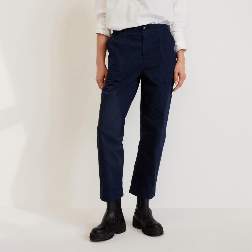 The Organic Cotton Herringbone Pant | Navy