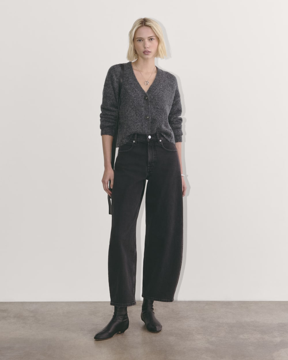 The Boxy Cardigan in Alpaca | Dark Charcoal - Image 3