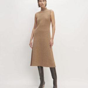 The Cozy-Stretch Sleeveless Midi Dress | Heathered Toasted Coconut