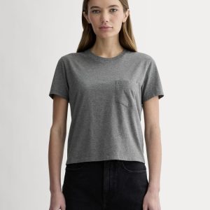 The Box-Cut Tee in Essential Cotton | Heathered Charcoal | Pocket