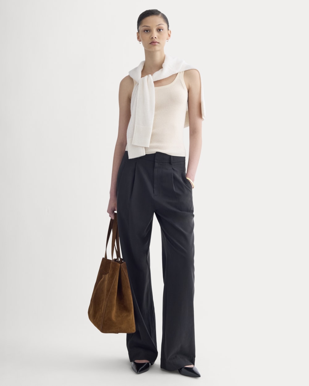 The Light Ribbed Cami in Ultrasoft Merino | Parchment - Image 3