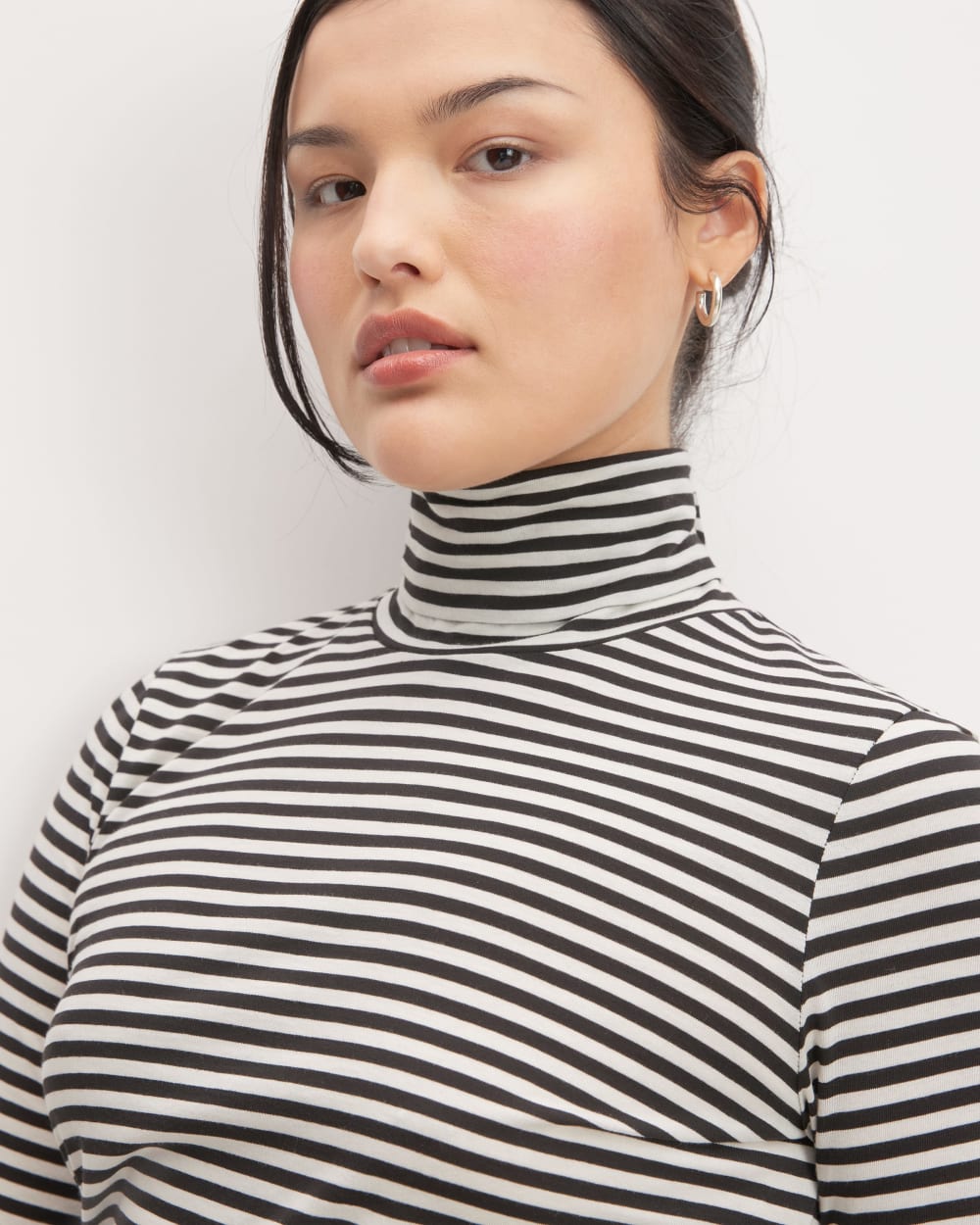 The Organic Cotton Turtleneck | Black / Bone - Image 4