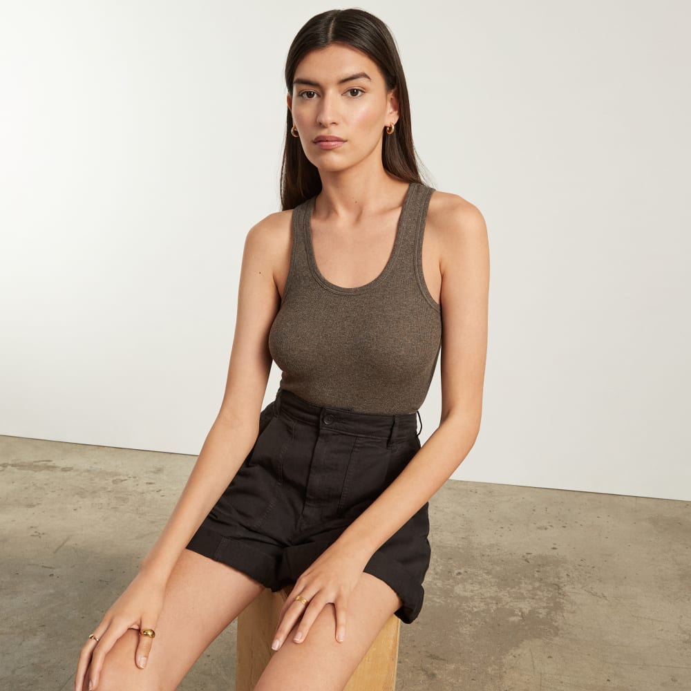The Pima Micro-Rib U-neck Tank | Heathered Fatigue - Image 6