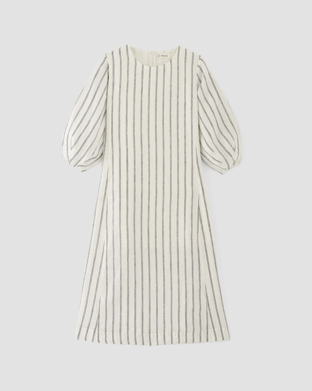 The Linen A-Line Midi Dress | Bone / Navy - Image 2