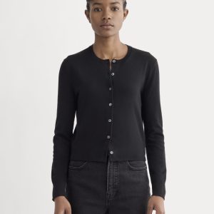 The Cropped Cardigan in Cotton Cashmere | Black