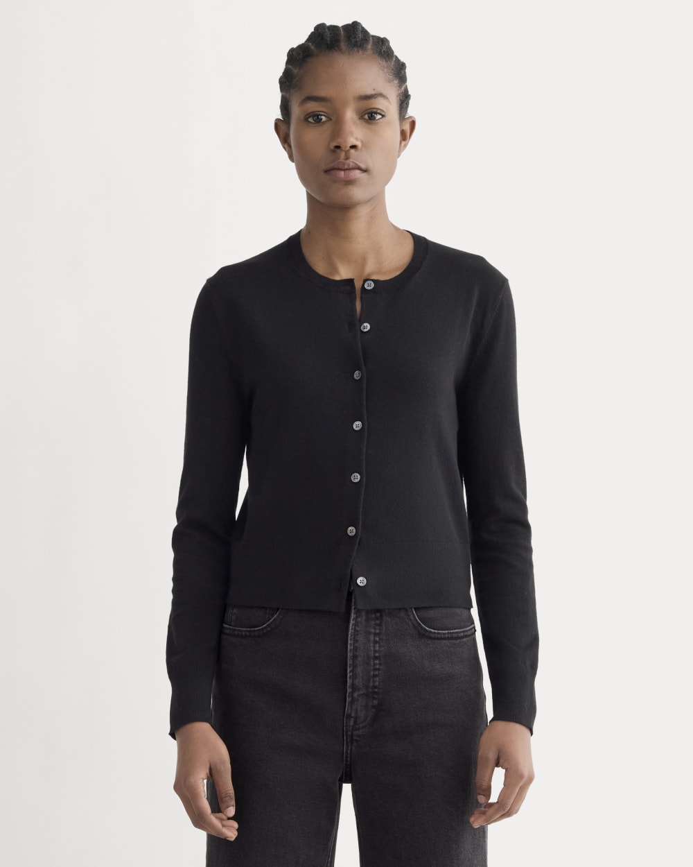 The Cropped Cardigan in Cotton Cashmere | Black