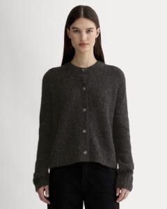 The Crew Cardigan in Alpaca | Heathered Black