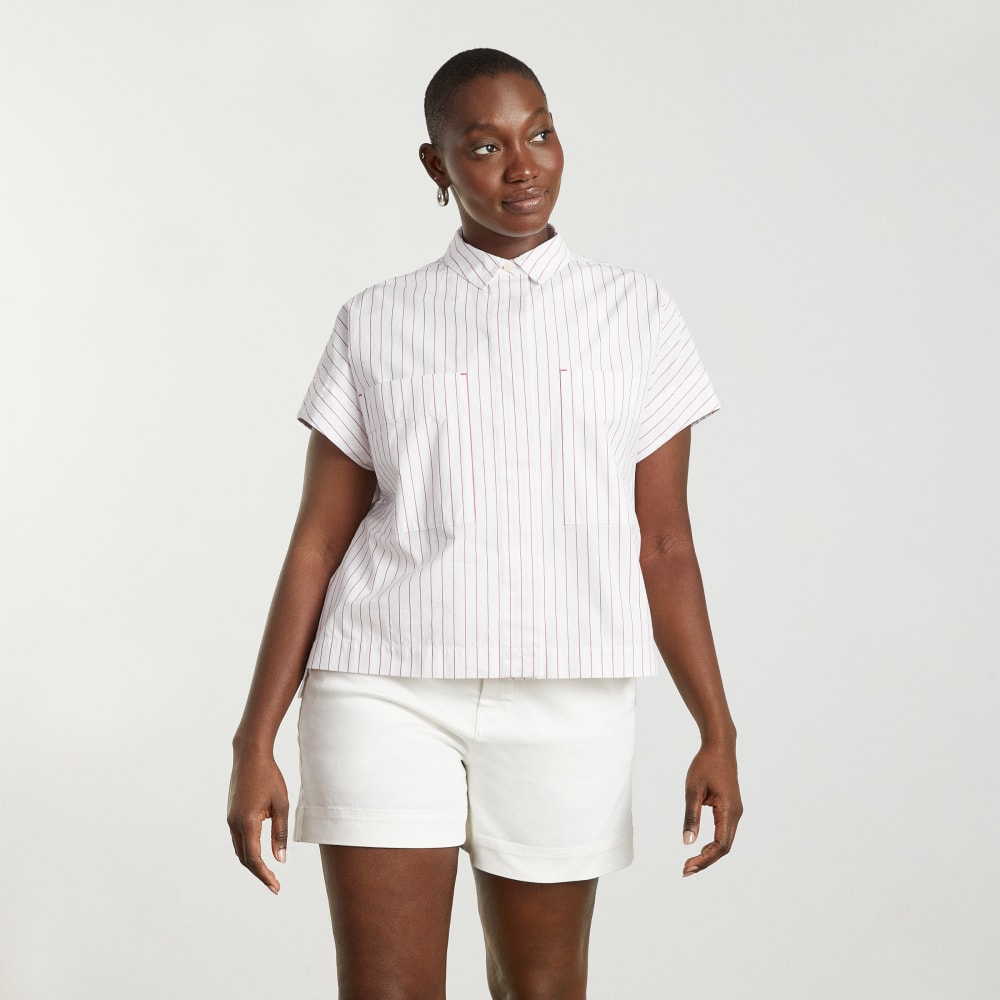 The Short-Sleeve Box Shirt | Red Pinstripe - Image 2