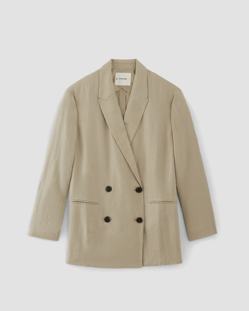 The Linen Double Breasted Blazer | Trench Coat Khaki - Image 2