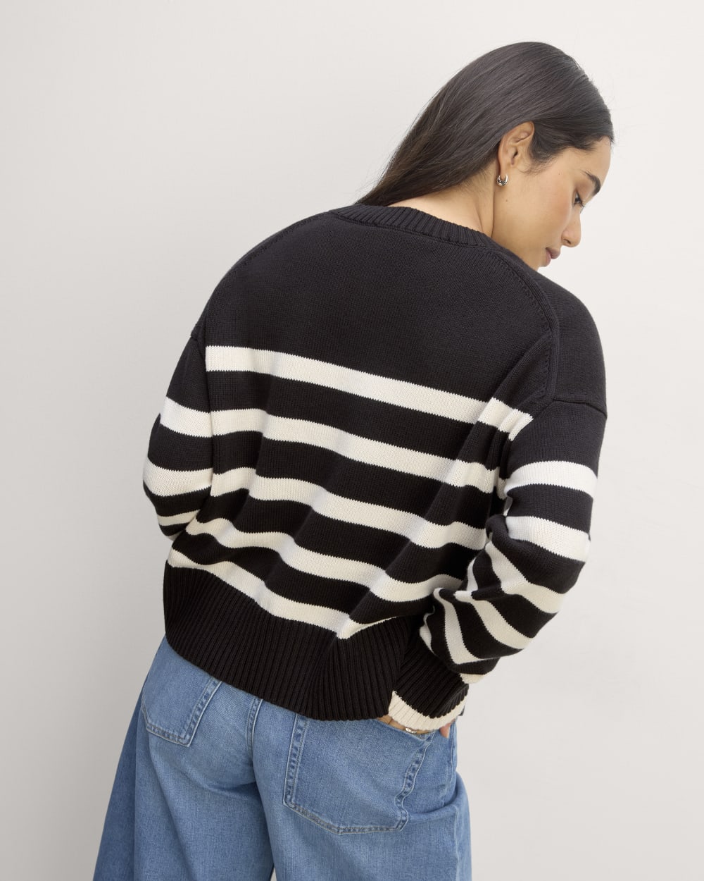 The Boxy Sweater in Everyday Cotton | Black / Canvas - Image 6