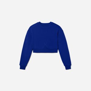 The Organic Cotton Cropped Crew | Cobalt