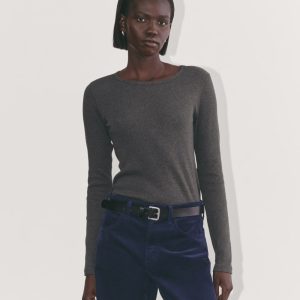 The Luxe Rib Long-Sleeve Crew | Heathered Soot