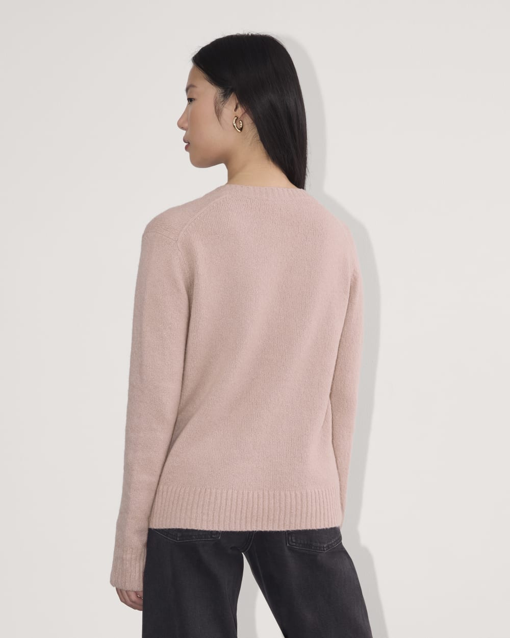 The V-Neck Sweater in Plush Cotton | Dusty Rose - Image 5