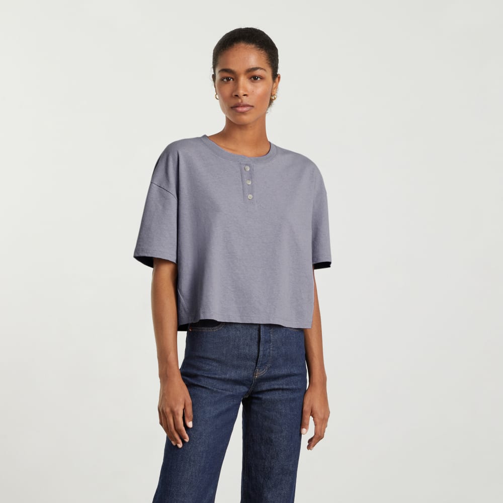 The Vintage Henley Hemp Tee | Lilac Grey - Image 2