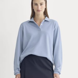 Oversized Pique Polo | Soft Blue