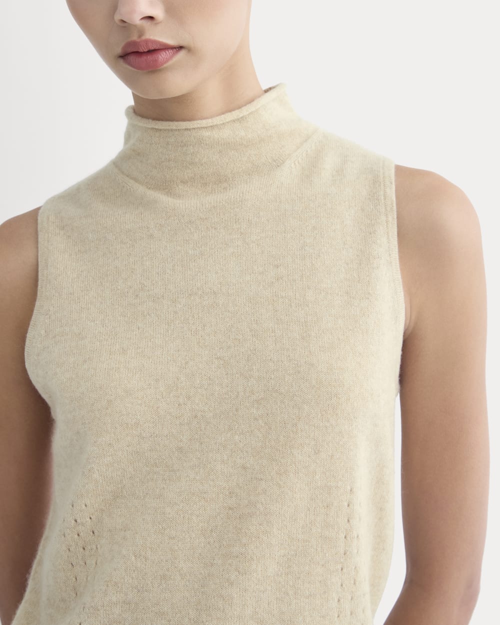 Cashmere Funnel-Neck Tank | Heather Light Camel - Image 4