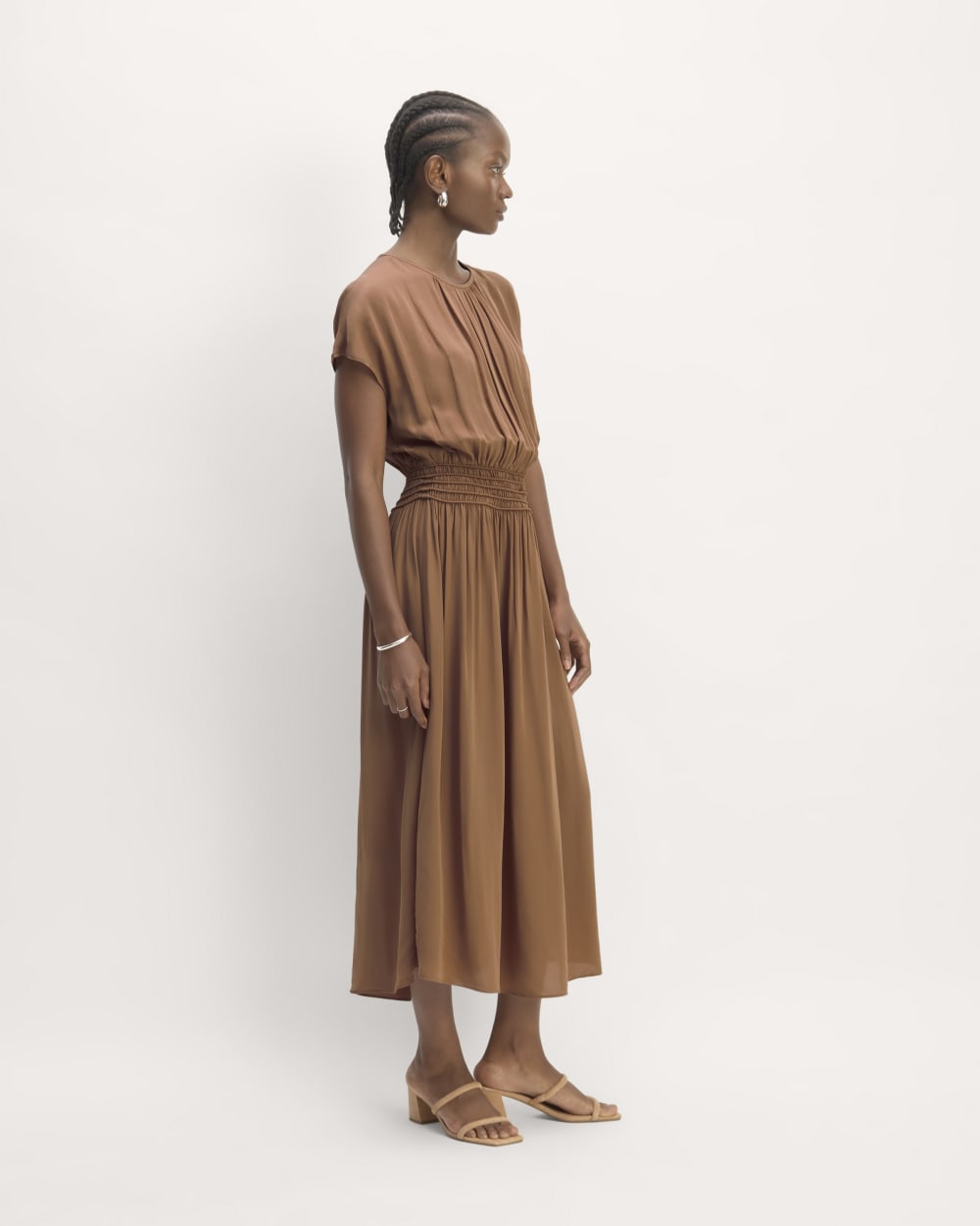 The Gathered Midi Dress | Carob Brown - Image 3