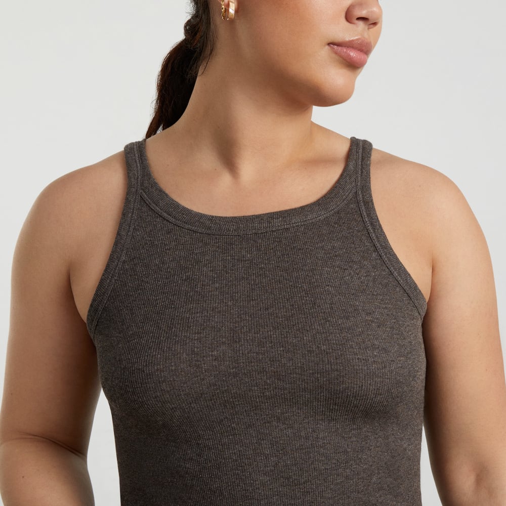 The Pima Micro-Rib Short Tank | Heathered Fatigue - Image 3