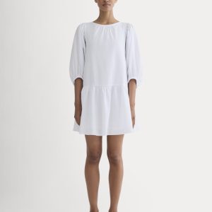 The Gauze Puff-Sleeve Mini Dress | White