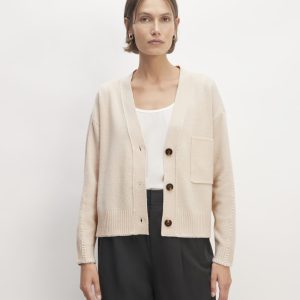 The Good Merino Wool Cardigan | Buttermilk / White
