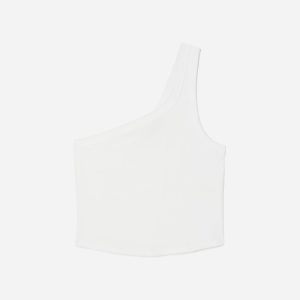The Ribbed One-Shoulder Tank | White