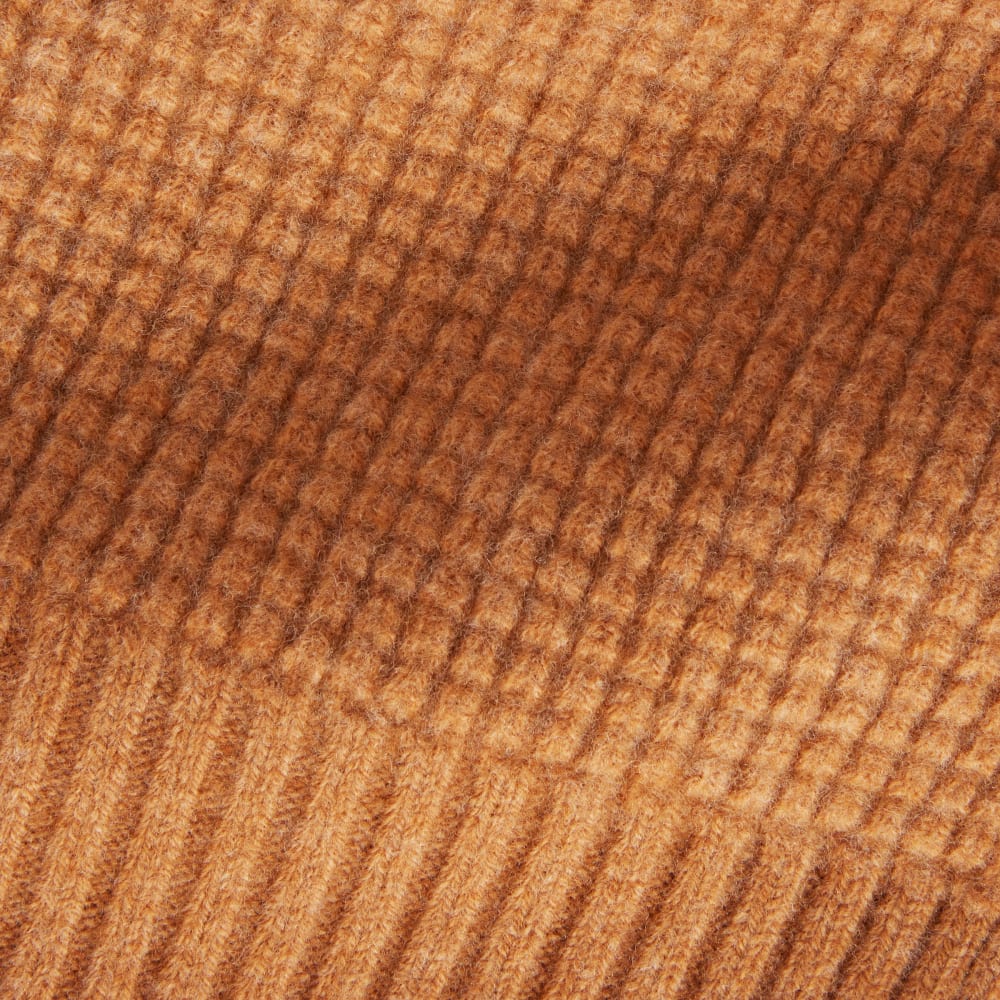 The Felted Merino Waffle-Knit Scarf | Deep Camel - Image 4