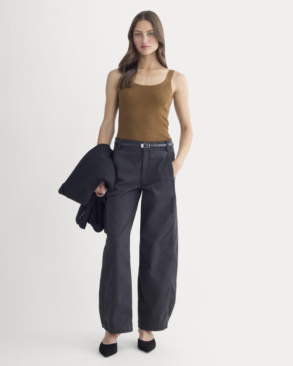 The Light Ribbed Cami in Ultrasoft Merino | Heathered Toffee - Image 3