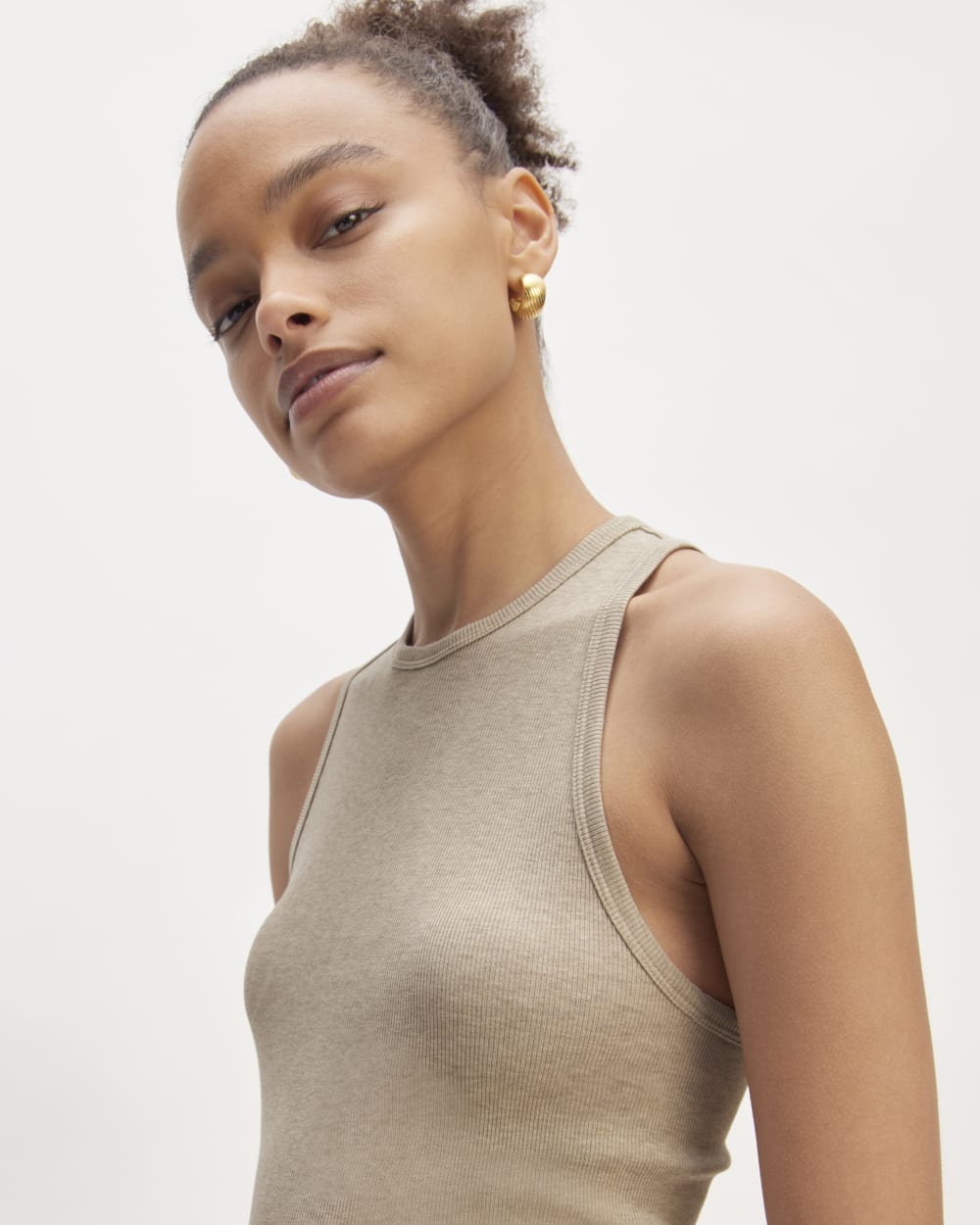 The Luxe Rib Racerback Tank | Heathered Tan - Image 3