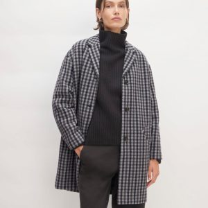The Italian ReWool? Cocoon Coat | Grey / Charcoal / Navy Check