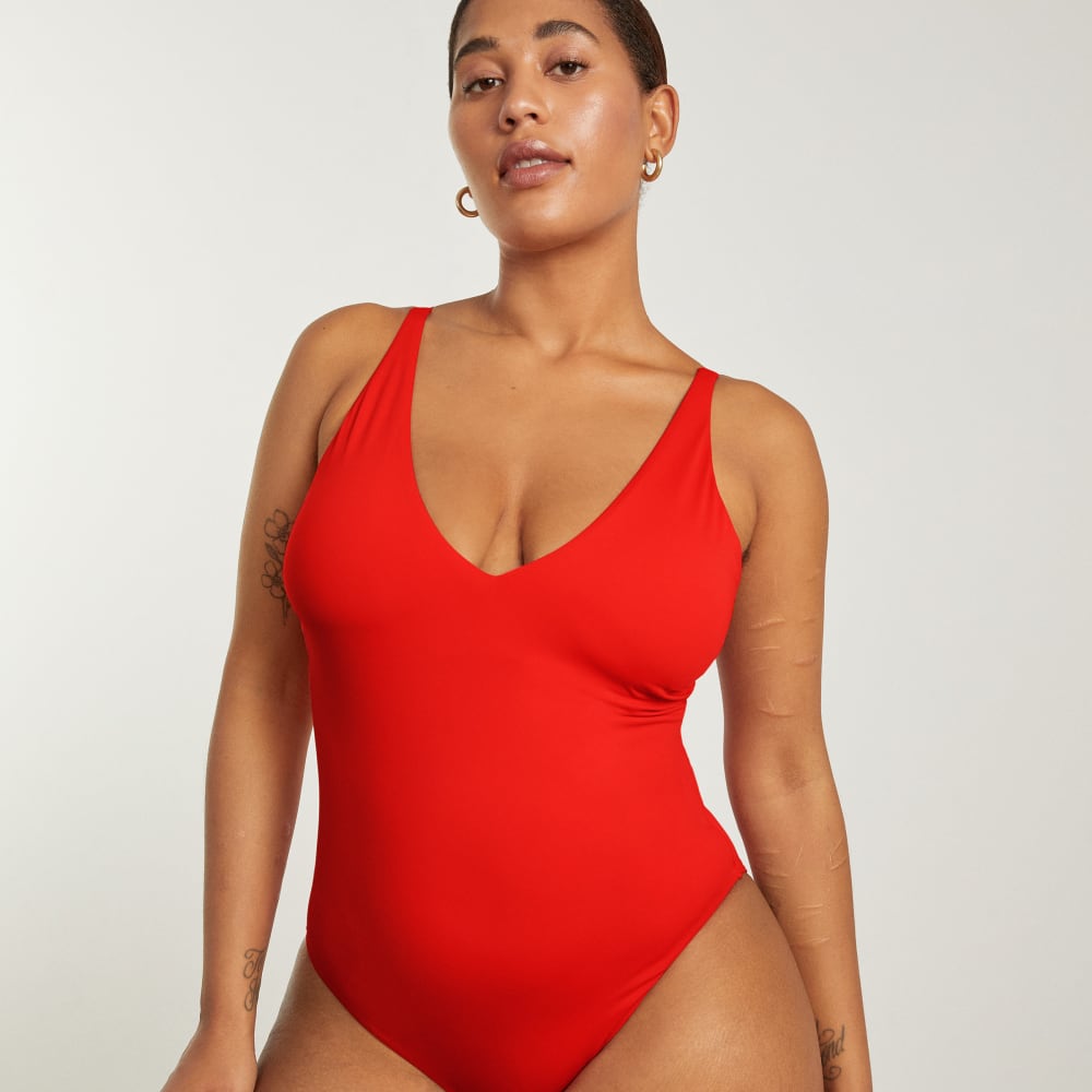 The V-Neck One-Piece | Bright Red - Image 5