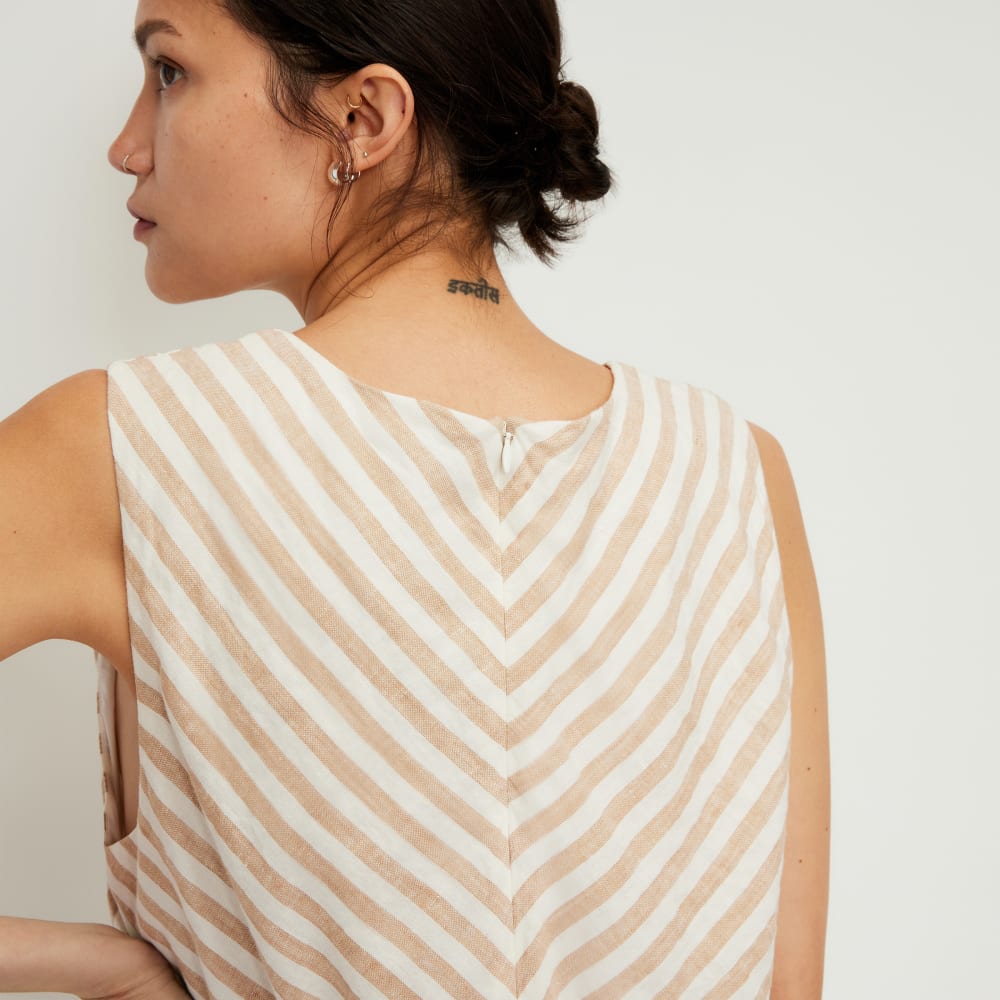 The Linen Bias Cut Dress | Bone / Caramel - Image 5