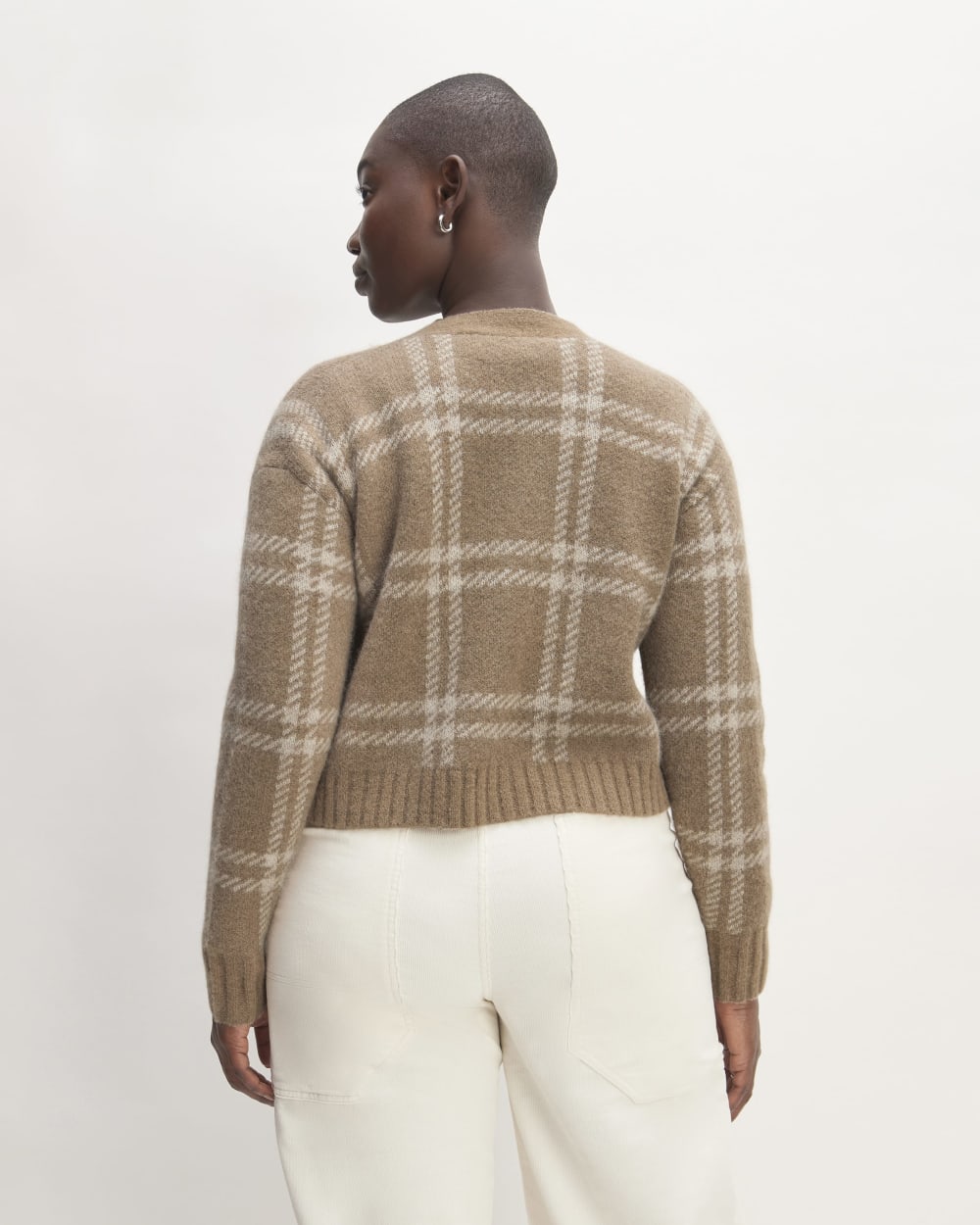 The Alpaca V-Neck Cropped Cardigan | Wheat / Lightest Taupe - Image 6