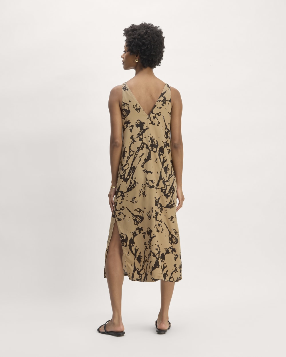 The TENCEL? Midi Slip Dress | Black / Cornstalk Abstract - Image 6