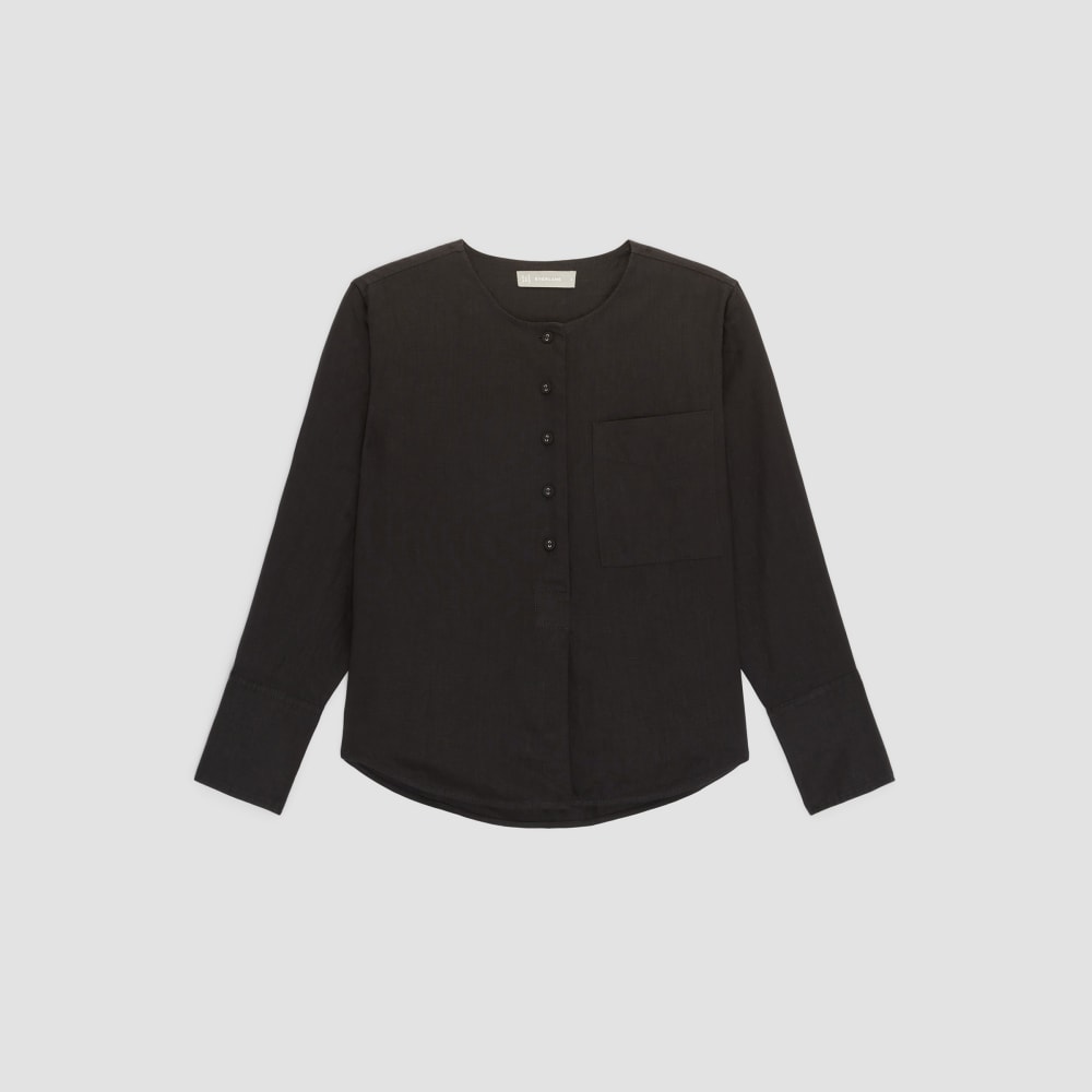 The Linen Popover Shirt | Black - Image 2
