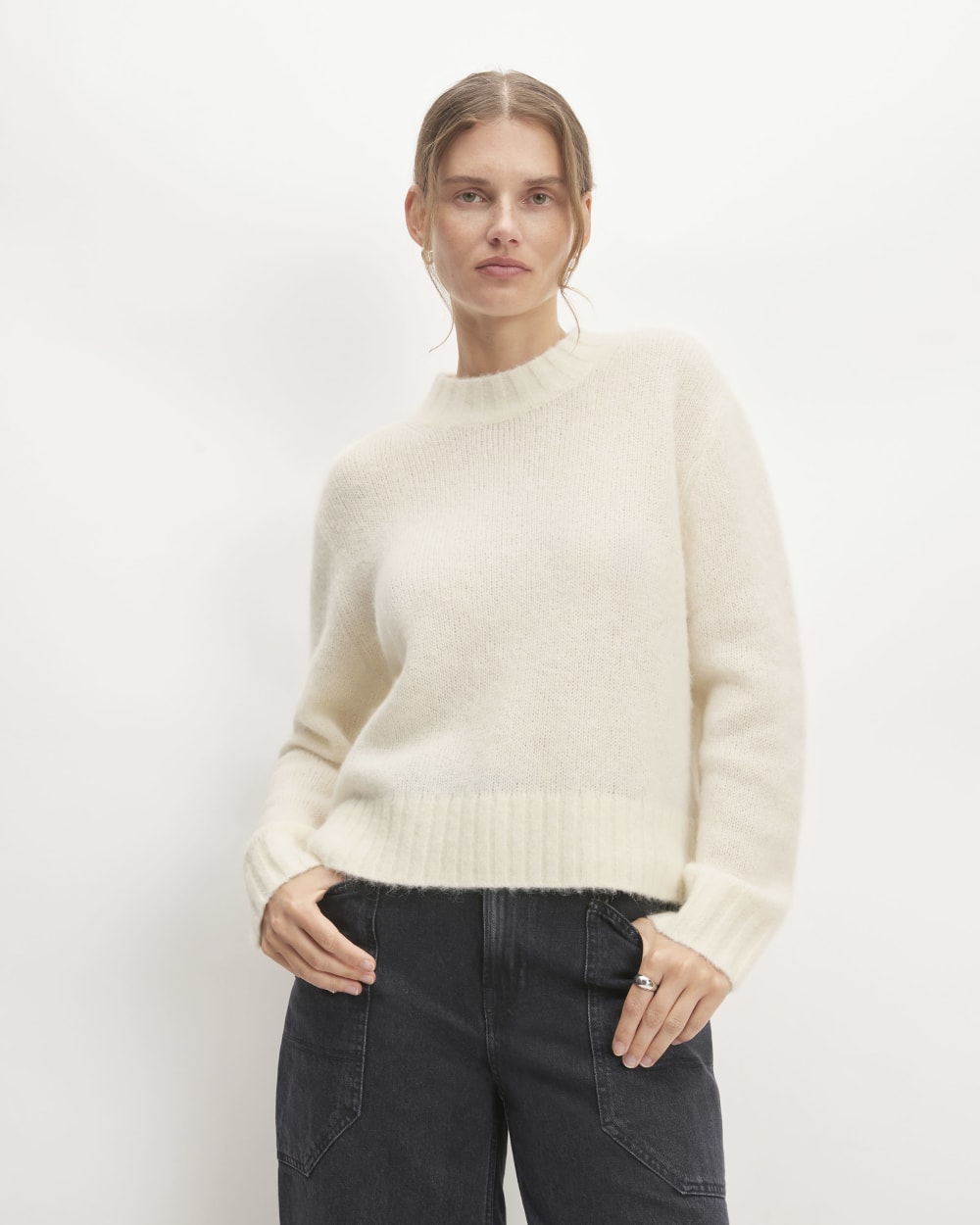 The Alpaca Cropped Crewneck Sweater | Snow