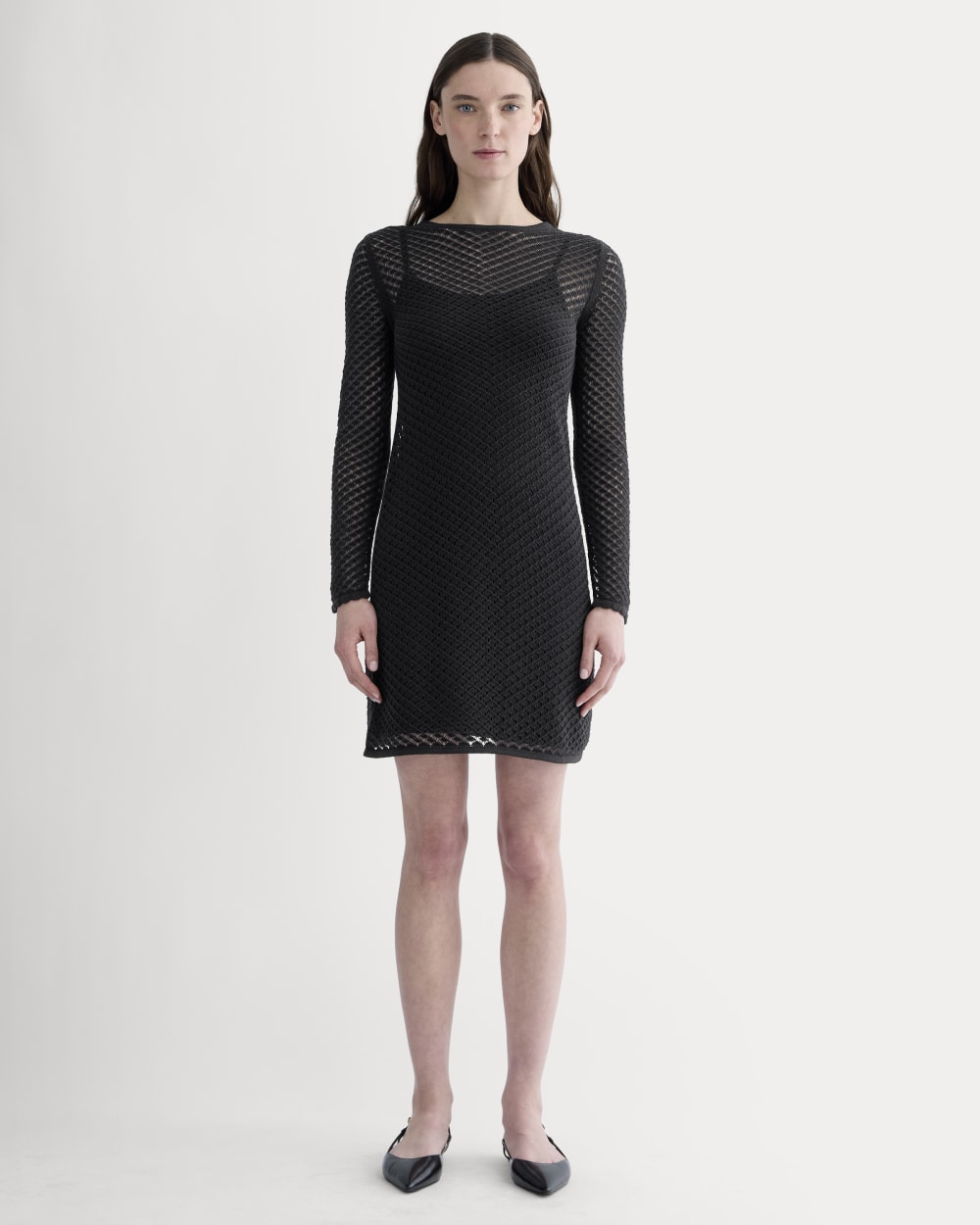 The Lace Knit Mini Dress | Black