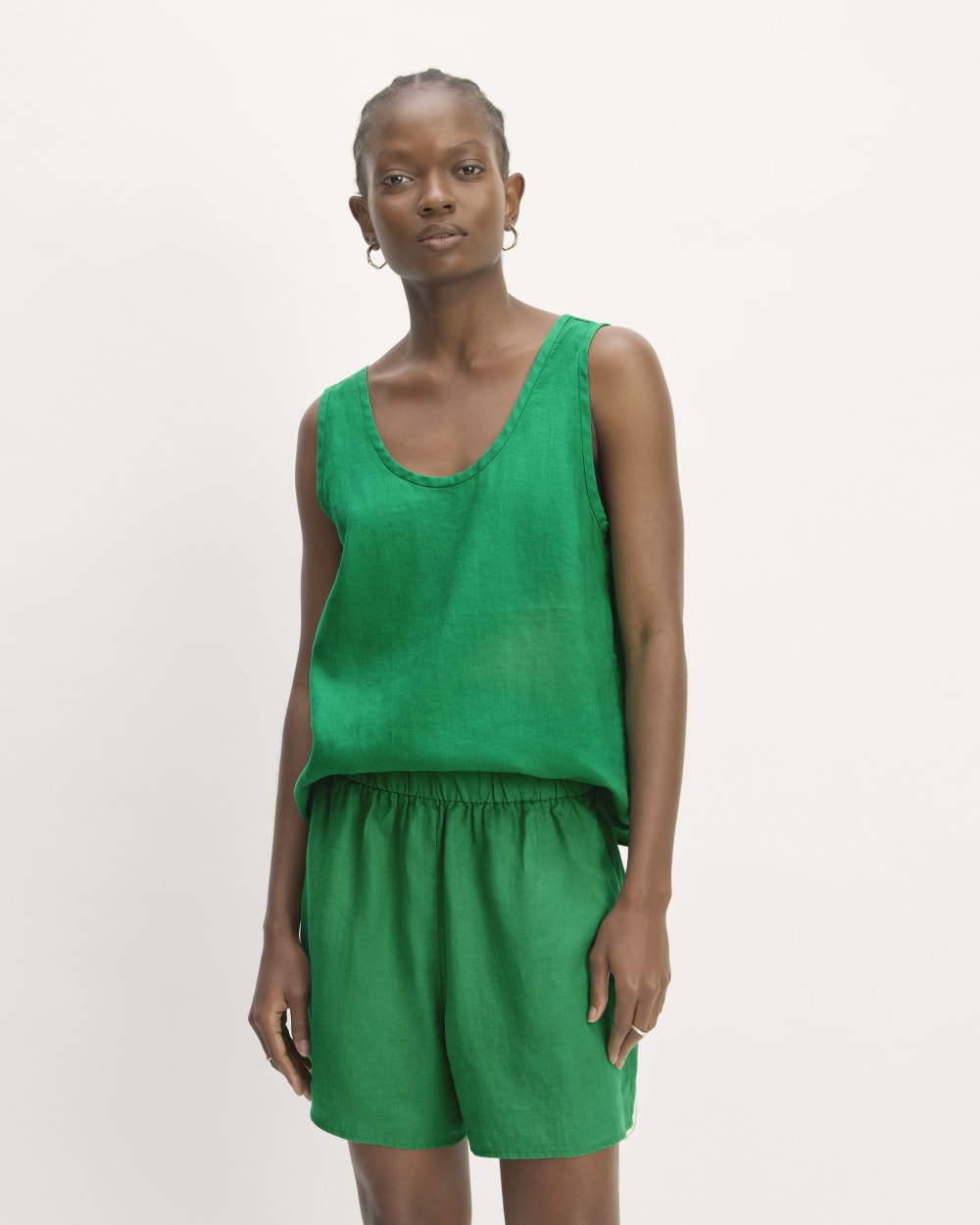 The Scoop Tank in Linen | Grass Green