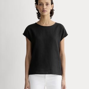 The Muscle Top in Linen | Black