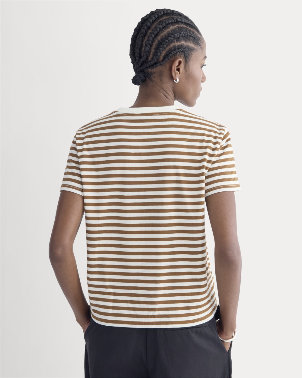 The Box-Cut Tee in Essential Cotton | Bone/Toffee | No Pocket - Image 4