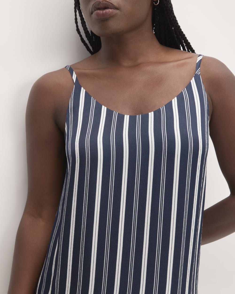 The Hammered Satin Slip Dress | Navy / Bone - Image 5